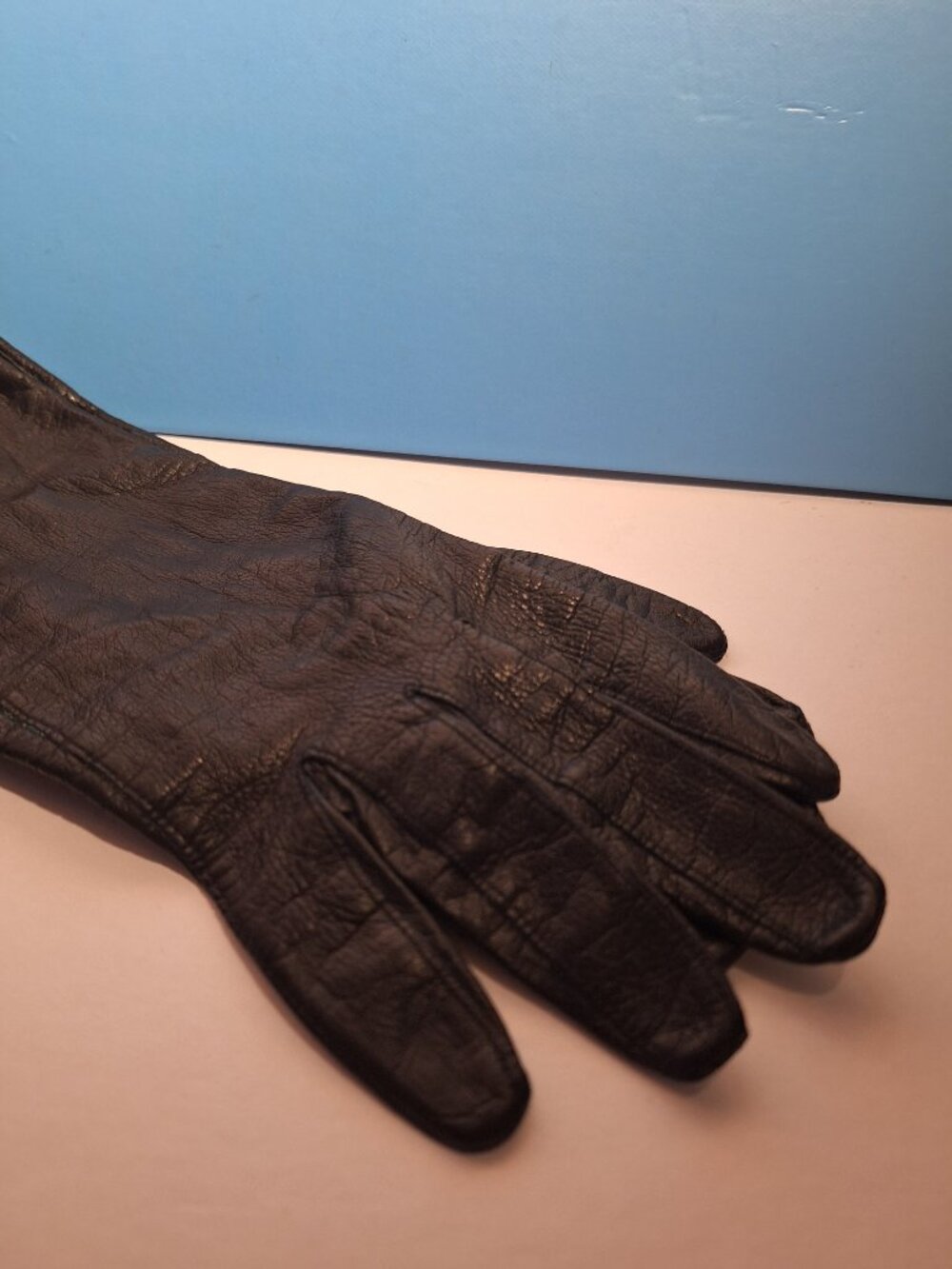 Black Leather Gloves Made in France Size 7 - Picture 15 of 16